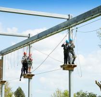 group of young people on Aerial Adventure course
